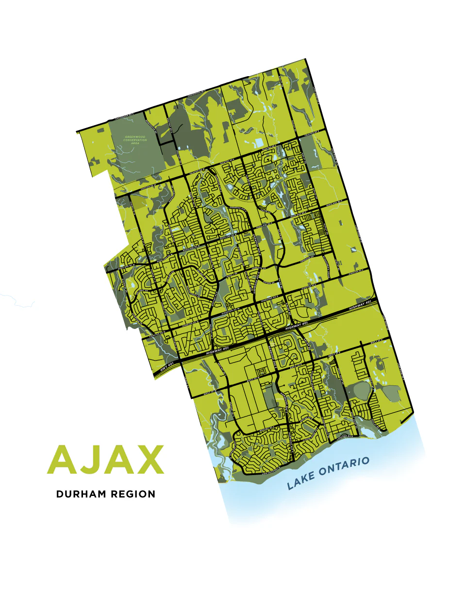 Map of the Town of Ajax, Durham Region